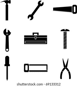 tools and hardware mini symbols set