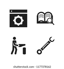 tools icon. 4 tools vector icons set. carpenter, spanner and work tools icons for web and design about tools theme