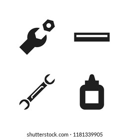tools icon. 4 tools vector icons set. spanner, ruler and tools and utensils icons for web and design about tools theme