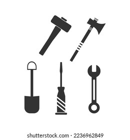 Icono de herramientas. Ilustración vectorial del conjunto de instrumentos de fondo.