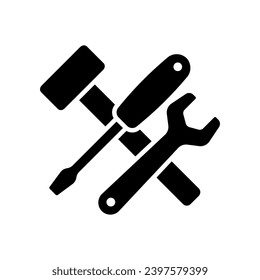 Tools icon. Black silhouette. Front side view. Vector simple flat graphic illustration. Isolated object on a white background. Isolate.