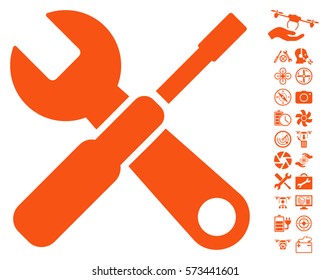 Tools icon with bonus airdrone tools images. Vector illustration style is flat iconic symbols on white background.