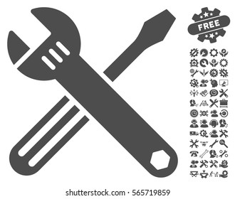 Tools icon with bonus options design elements. Vector illustration style is flat iconic gray symbols on white background.