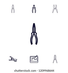 Tools icon. collection of 7 tools outline icons such as pliers. editable tools icons for web and mobile.