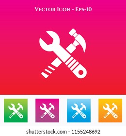 Tools Icon in Colored Square box. eps-10