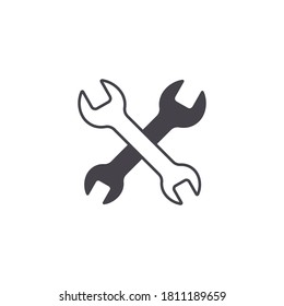 Icono de herramientas, símbolo vectorial de trazo cruzado. Concepto de servicio de reparación o mantenimiento.