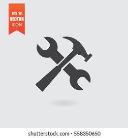 Tools icon in flat style isolated on grey background. For your design, logo. Vector illustration.