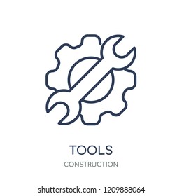 Tools icon. Tools linear symbol design from Construction collection. Simple outline element vector illustration on white background.