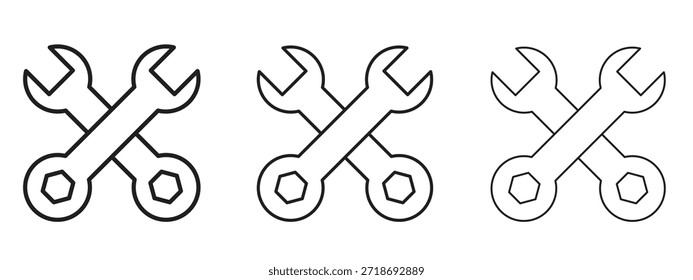 Tools icon logo black pictogram set. thin line outline art.