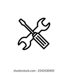 Tools icon logo design. tool sign and symbol. setting icon. Wrench and screwdriver. Service, repair