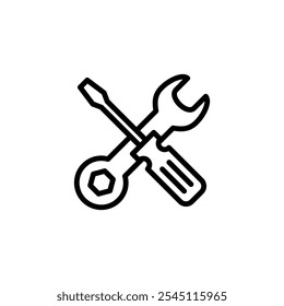 Ícone de ferramentas logotipo design. símbolo e símbolo de ferramenta. ícone de configuração. Chave inglesa e chave de fenda Serviço, reparo