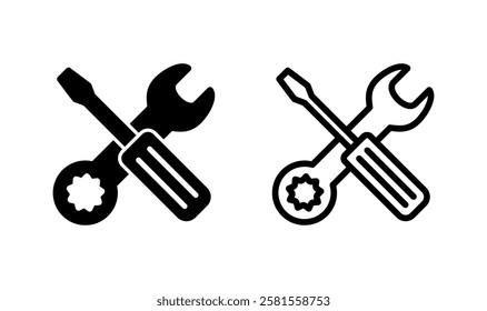 Tools icon logo design. tool sign and symbol. setting icon. Wrench and screwdriver. Service, repair
