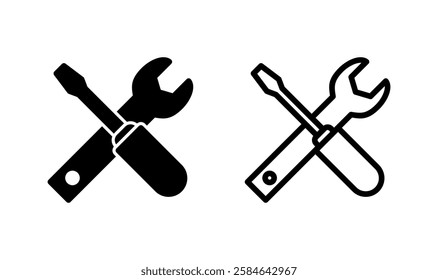 Tools icon logo design. tool sign and symbol. setting icon. Wrench and screwdriver. Service, repair
