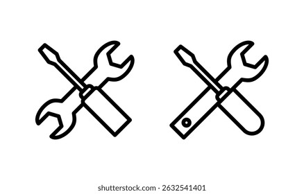 Tools icon logo design. tool sign and symbol. setting icon. Wrench and screwdriver. Service, repair