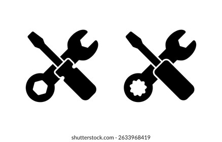 Tools icon logo design. tool sign and symbol. setting icon. Wrench and screwdriver. Service, repair