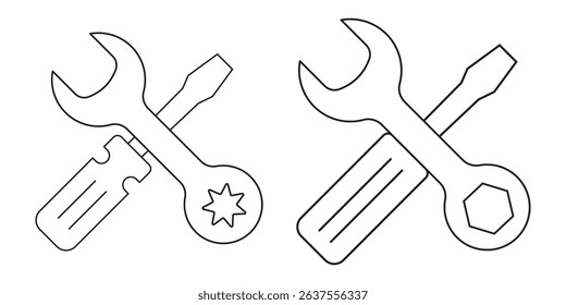 Tools icon logo design. tool sign and symbol. setting icon. Wrench and screwdriver. Service, repair