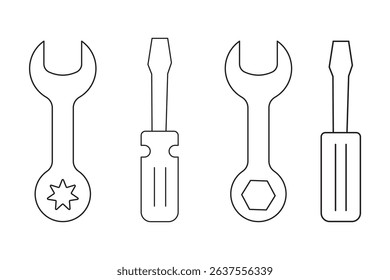 Tools icon logo design. tool sign and symbol. setting icon. Wrench and screwdriver. Service, repair