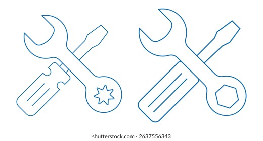 Tools icon logo design. tool sign and symbol. setting icon. Wrench and screwdriver. Service, repair