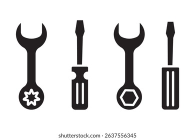 Tools icon logo design. tool sign and symbol. setting icon. Wrench and screwdriver. Service, repair