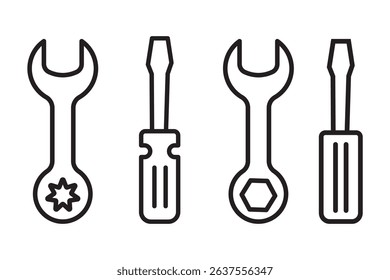 Tools icon logo design. tool sign and symbol. setting icon. Wrench and screwdriver. Service, repair