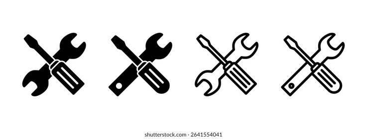 Tools icon logo design. tool sign and symbol. setting icon. Wrench and screwdriver. Service, repair