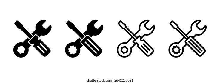 Tools icon logo design. tool sign and symbol. setting icon. Wrench and screwdriver. Service, repair