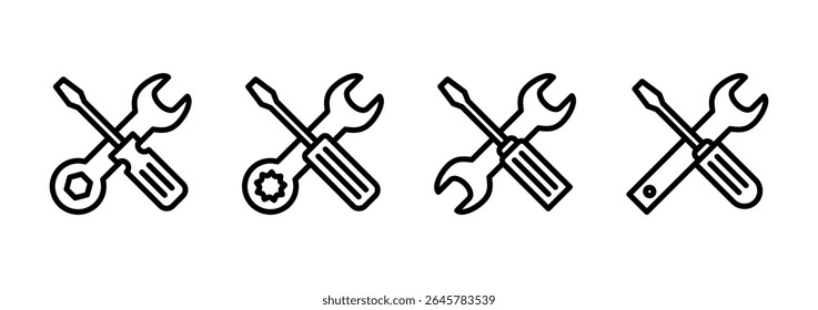 Tools icon logo design. tool sign and symbol. setting icon. Wrench and screwdriver. Service, repair