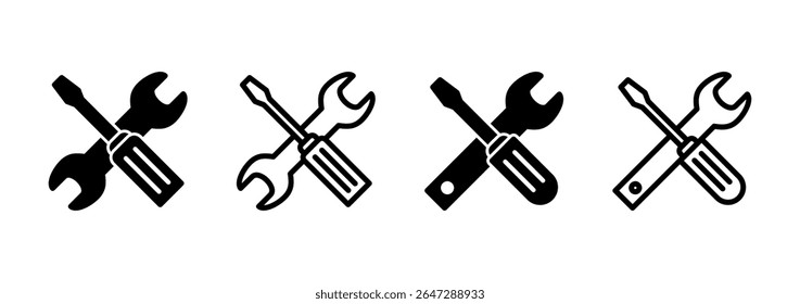 Tools icon logo design. tool sign and symbol. setting icon. Wrench and screwdriver. Service, repair