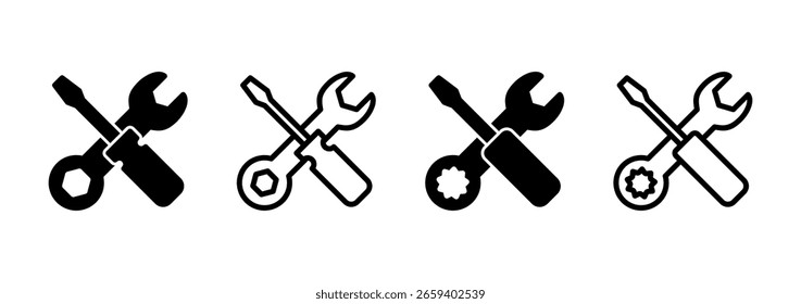 Icono de herramientas de diseño de logotipo. signo de herramienta y símbolo. icono de configuración. Llave y destornillador. Servicio, reparación