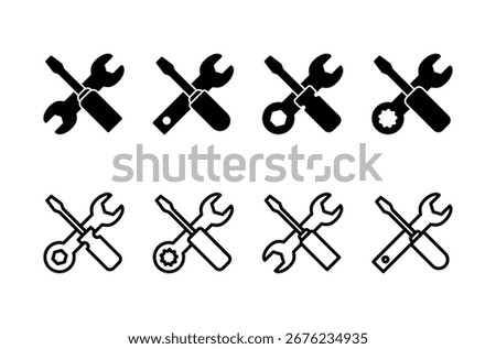 Tools icon logo design. tool sign and symbol. setting icon. Wrench and screwdriver. Service, repair