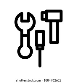 Icono de herramientas o logotipo símbolo de signo aislado ilustración vectorial - iconos vectoriales de estilo negro de alta calidad

