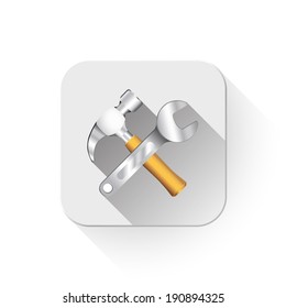 tools icon With long shadow over app button