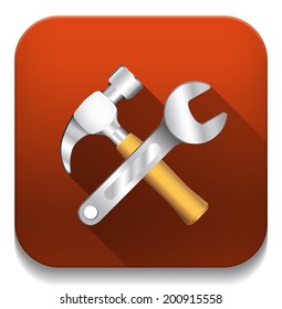 tools icon With long shadow over app button