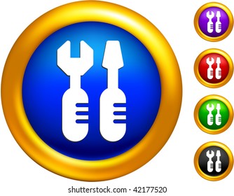 tools icon on buttons with golden borders