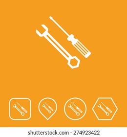 Tools Icon on Flat UI Colors with Different Shapes. Eps-10.