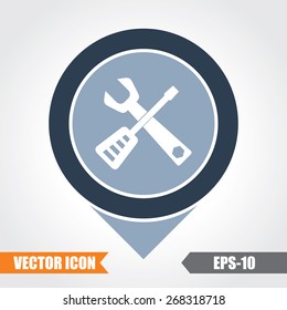 Tools Icon On Map Pointer. Eps.-10.