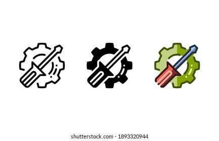 Tools icon. With outline, glyph, and filled outline styles