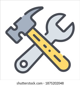 Icono de herramientas, web inmobiliaria e icono móvil