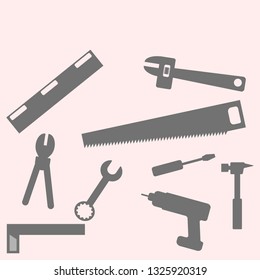 Tools Icon Screwdriver Drill Hammer Saw