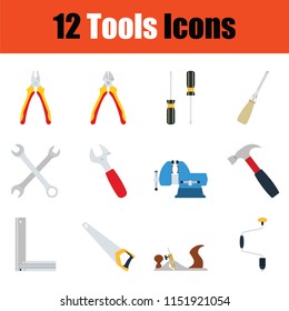 Tools icon set. Color  design. Vector illustration.