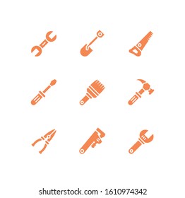 Tools icon set design, Under construction architecture work repair progress warning industry and build theme Vector illustration