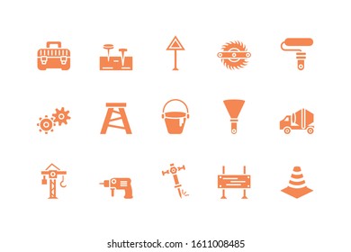 Tools icon set design, Under construction architecture work repair progress warning industry and build theme Vector illustration