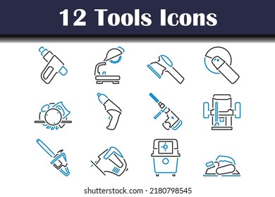 Tools Icon Set. Editable Bold Outline With Color Fill Design. Vector Illustration.
