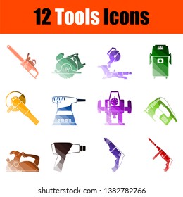 Tools Icon Set. Flaches Farbleiterdesign. Vektorgrafik.