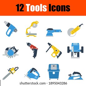 Tools Icon Set. Flat Design. Fully editable vector illustration. Text expanded.