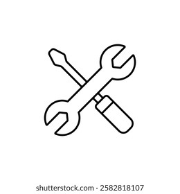 Tools icon set Flat isolated outline sign