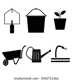 tools icon set gardening. icon set of gardening in flat icon design.