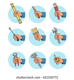 Tools Icon Set. Hand Icon Set. Part 2. Vector Illustration.