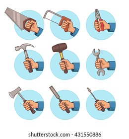 Tools Icon Set. Hand Icon Set. Part 1. Vector Illustration.