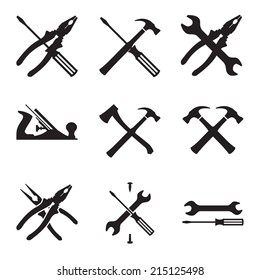 Tools icon set. Icons isolated on white background. Vector Illustration